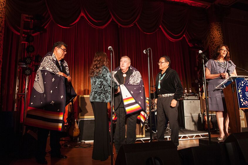 Dr Gerald Gipp (Hunkpapa Lakota) and Jim Shanley (Fort Peck) honored as founders of the American Indian College Fund.
