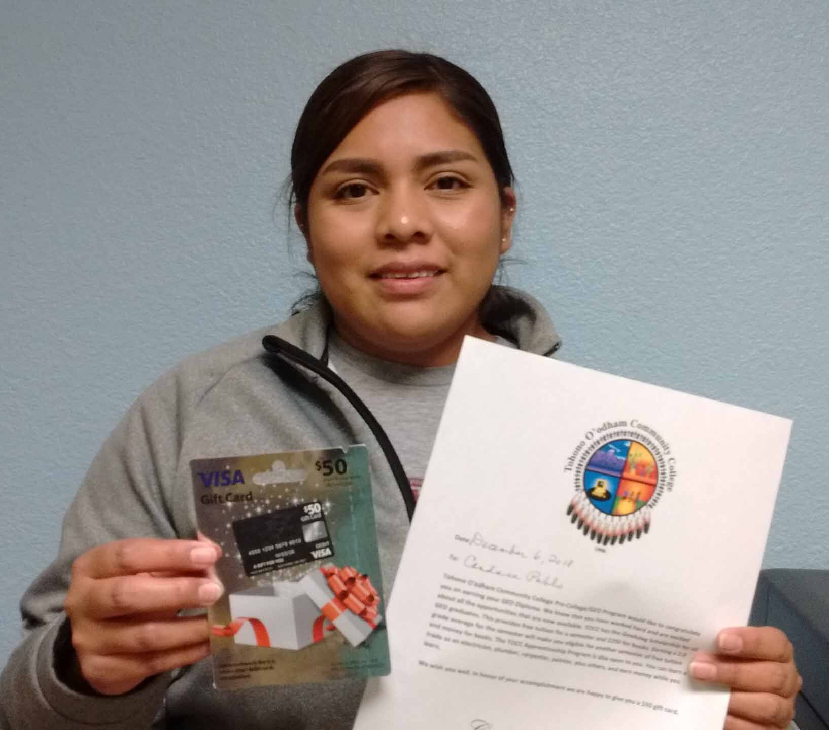 Candace Pablo, a GED graduate now attending TOCC.