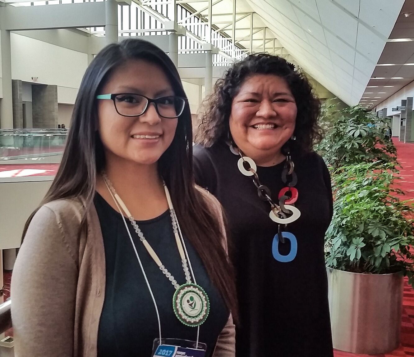 American Indian College Fund Vice President for Program Initiatives, Tarajean Yazzie-Mintz and TCU ECE Program Coordinator, Cassandra Harden.