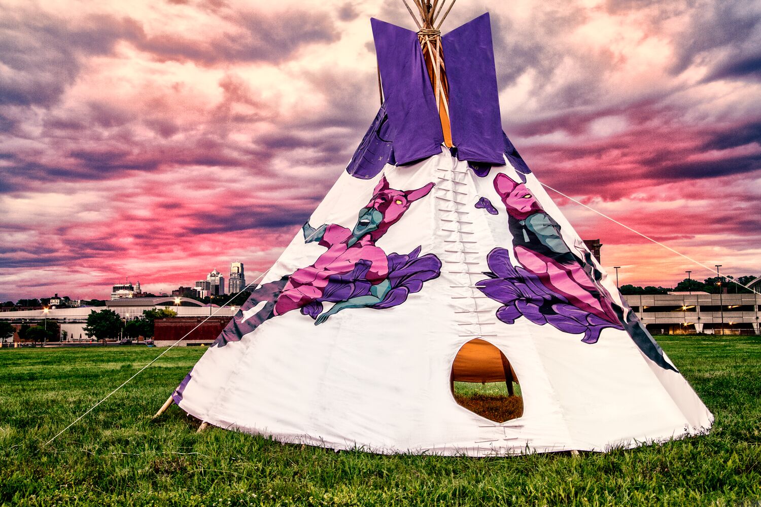 Travois Tipi donated to the Cankdeska Cikana Community College - Photo by Ryan RedCorn