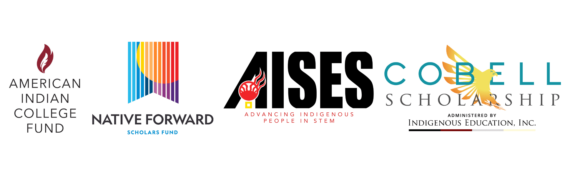 Four National Native Scholarship Providers Release National Study on College Affordability for Indigenous Students (logos)