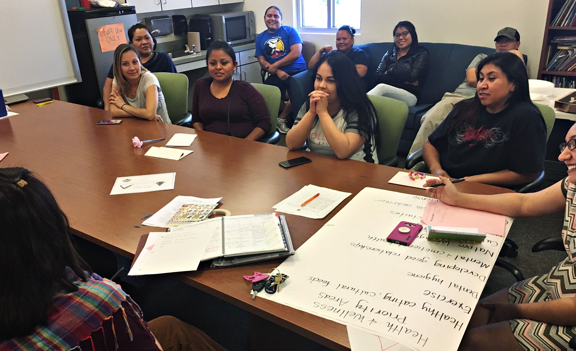 SIPI's parents gather to collectively discuss upcoming Restorative Teachings activities.