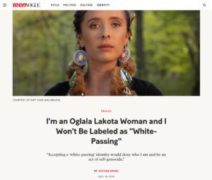 College Fund scholar Justina writes about how labels can harm Native people in Teen Vogue.