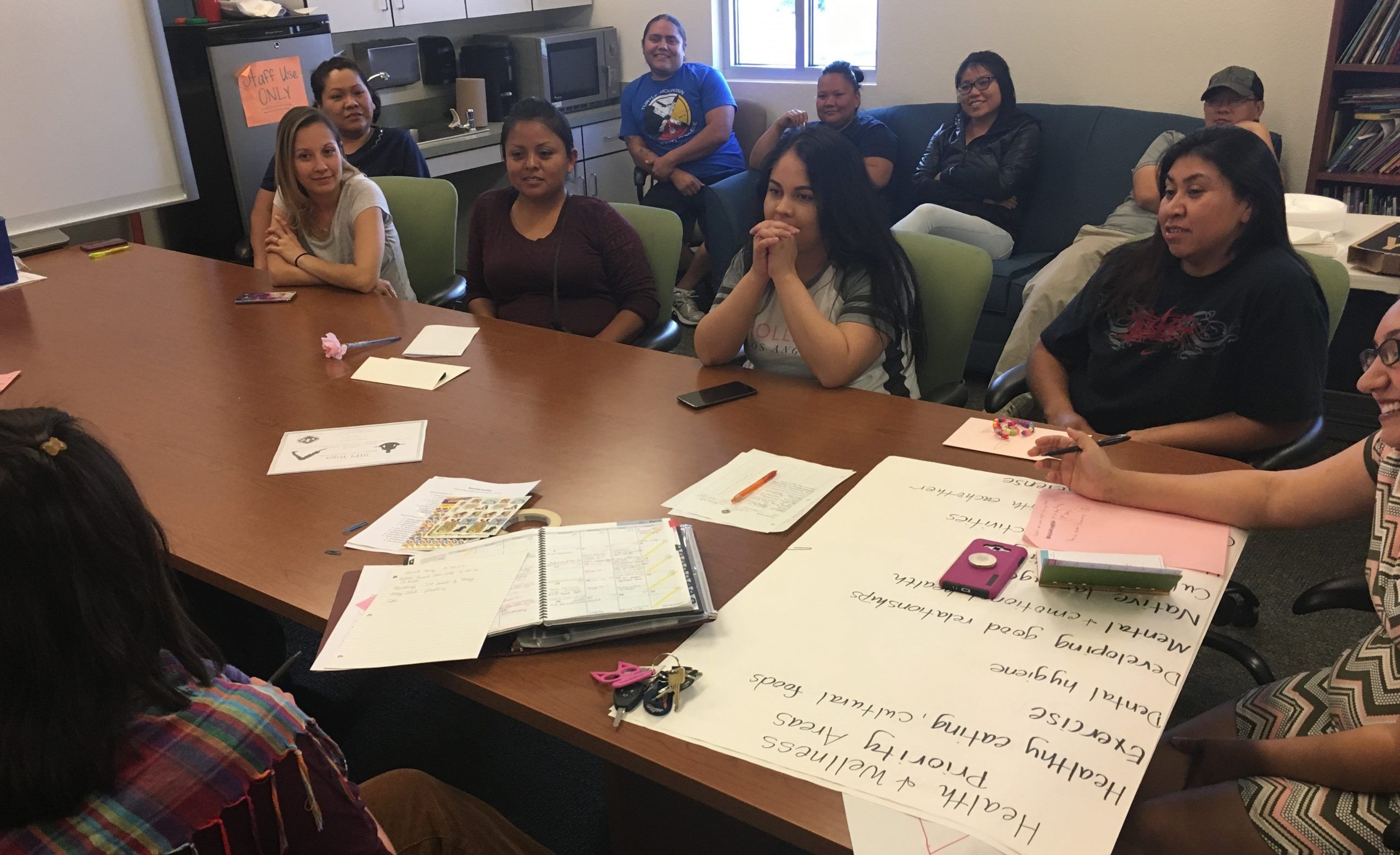 SIPI's parents gather to collectively discuss upcoming Restorative Teachings activities.