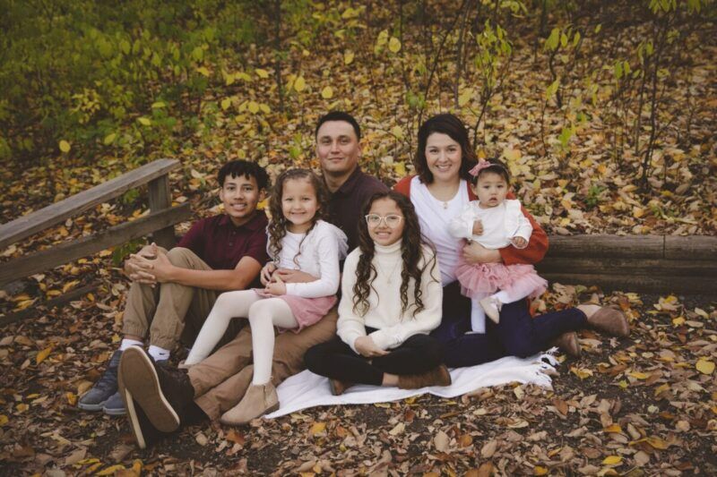 Family photo of Melarie’s husband Pete, herself, son Kenyon, oldest daughter Ceneyah, middle daughter Camber and youngest daughter Cahri photo in Bismarck, North Dakota.
