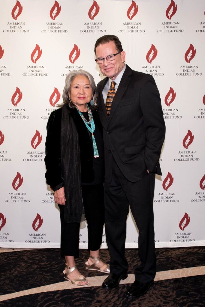 Dr. Robert Martin, President of IAIA, right, with his wife, Luci Tapahanso.