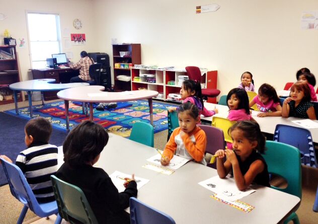 Students in OLC Lakota immersion class.