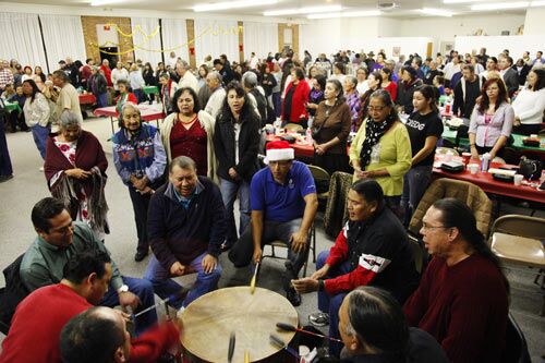 The local drum group played for the attendees.